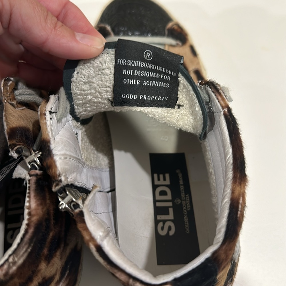 Golden Goose pony style calfskin leopard fur Slide sz 40 - Picture 4 of 8